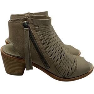 Diba Women's Dreamer Grey Tan Suede Leather Open Toe Block Heel Sandals Size 7.5